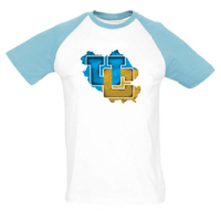 Kép 3/4 - UborCraft - kék logóval színes vállú férfi póló