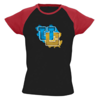 Kép 3/4 - UborCraft - kék logóval színes vállú női póló