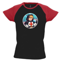 Kép 3/4 - IceBlueBird - Pixel kör alakú logó színes vállú női póló