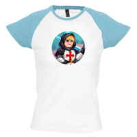 Kép 2/4 - IceBlueBird - Pixel kör alakú logó színes vállú női póló