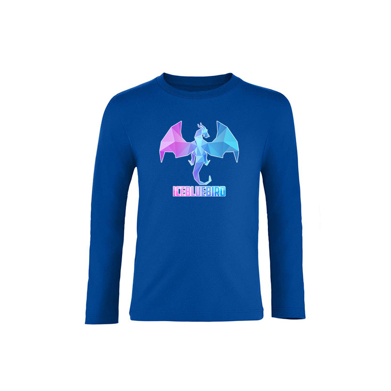 IceBlueBird - Low Poly Dragon gyerek hosszú ujjú póló