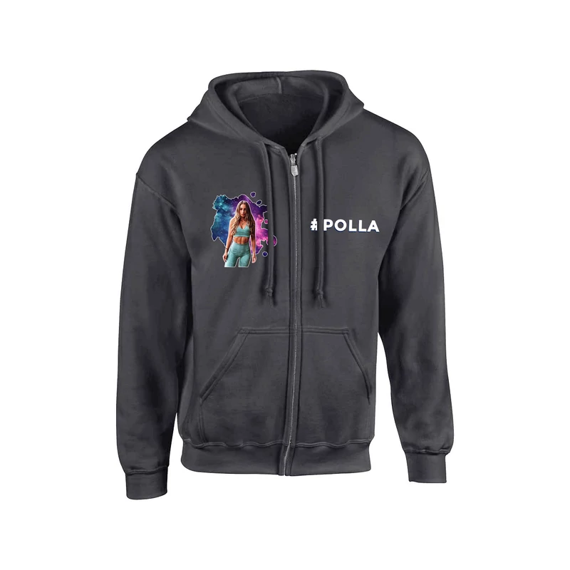 Polla - #Polla cipzáros kapucnis pulóver