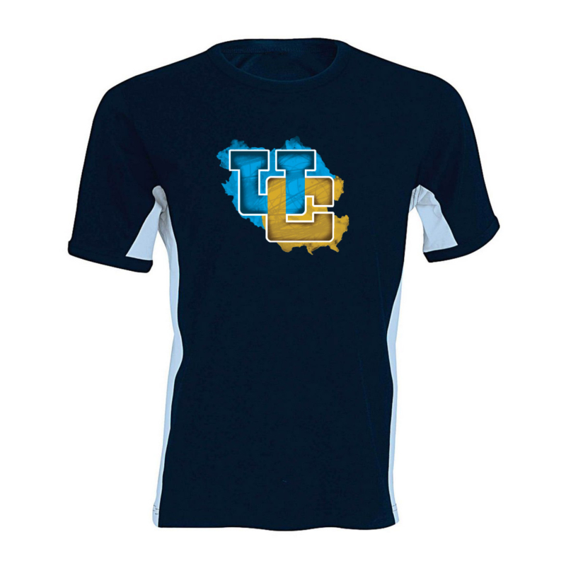 UborCraft - kék logóval oldalsávos férfi póló