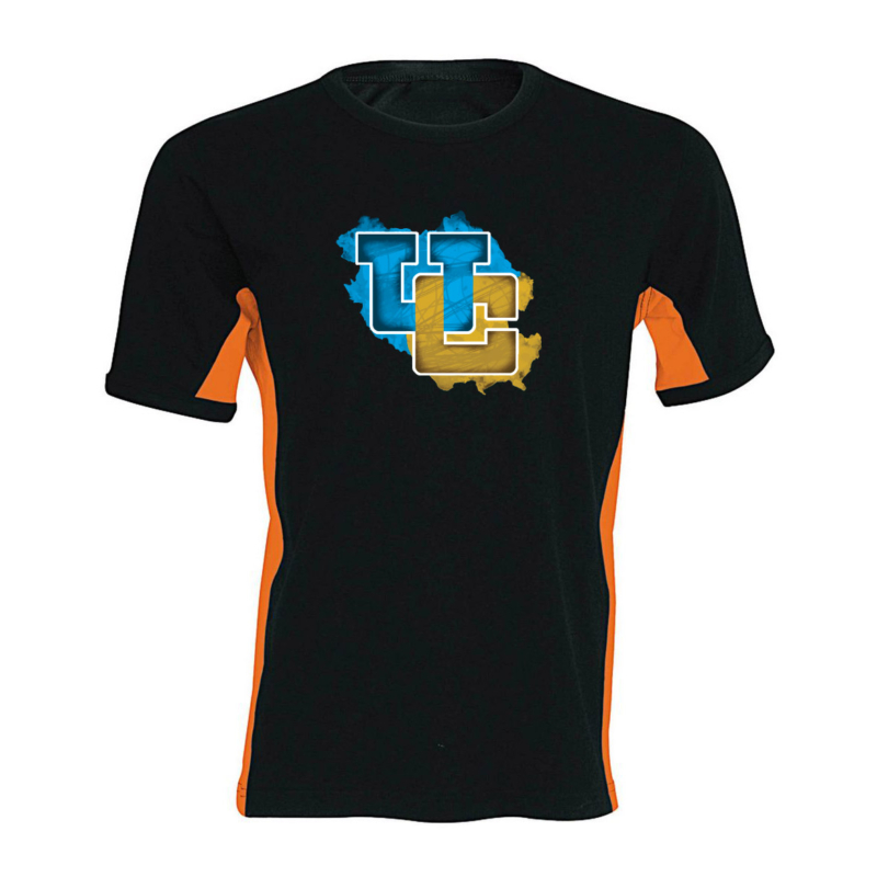 UborCraft - kék logóval oldalsávos férfi póló