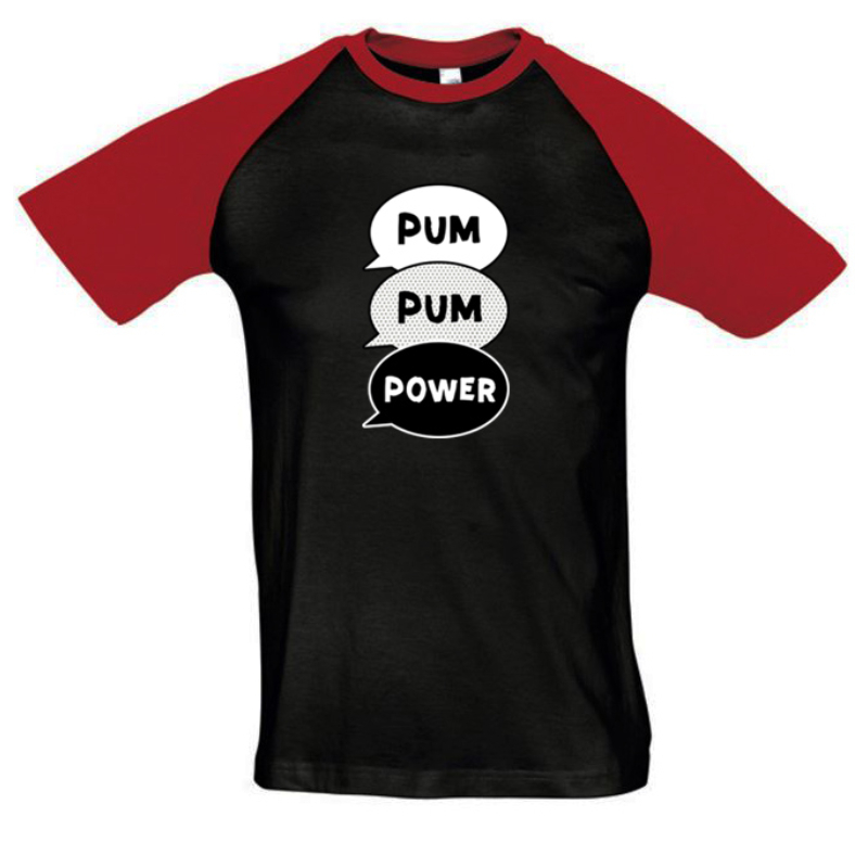 Polla Channel - Pumpum power színes vállú férfi póló