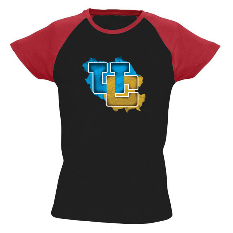 UborCraft - kék logóval színes vállú női póló