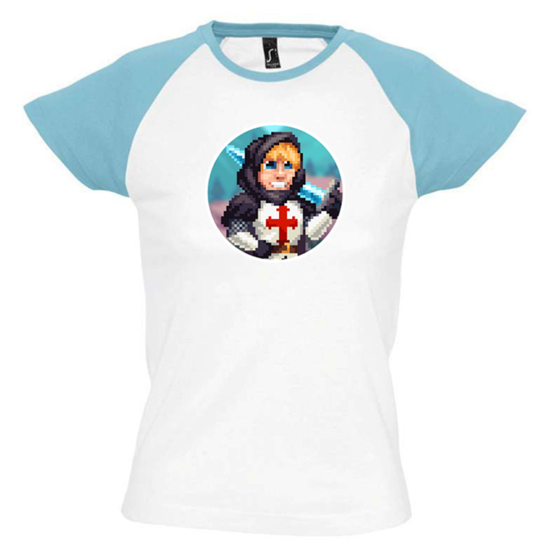 IceBlueBird - Pixel kör alakú logó színes vállú női póló