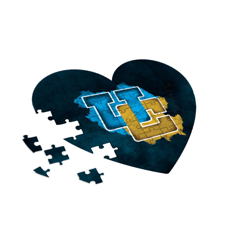 UborCraft - kék logóval szív alakú puzzle