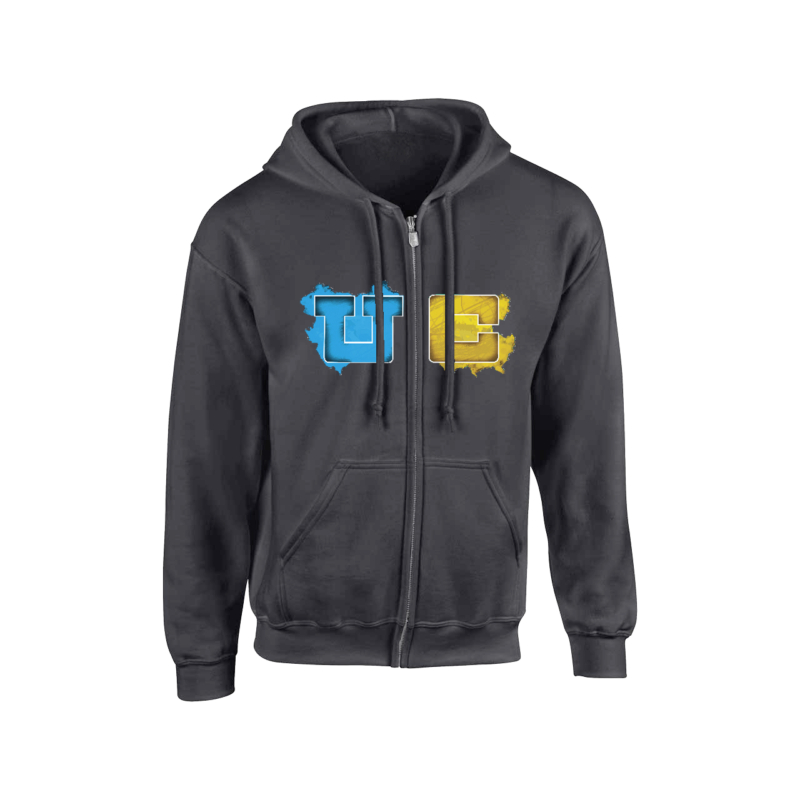 UborCraft - Kék logóval cipzáros kapucnis pulóver