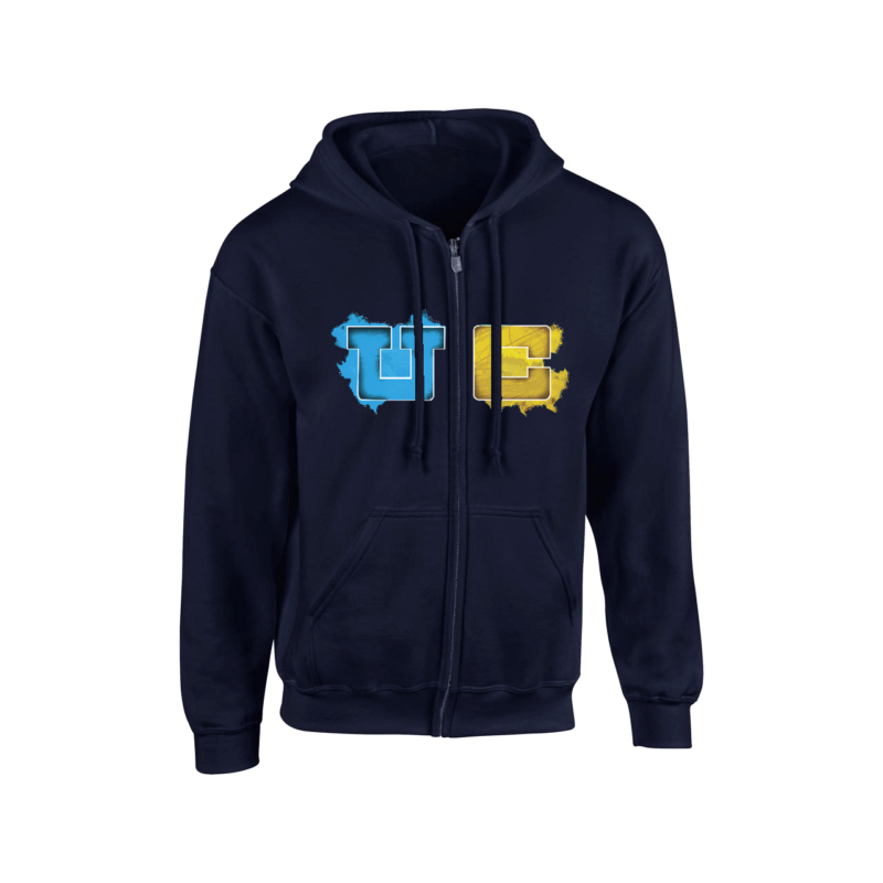 UborCraft - Kék logóval cipzáros kapucnis pulóver